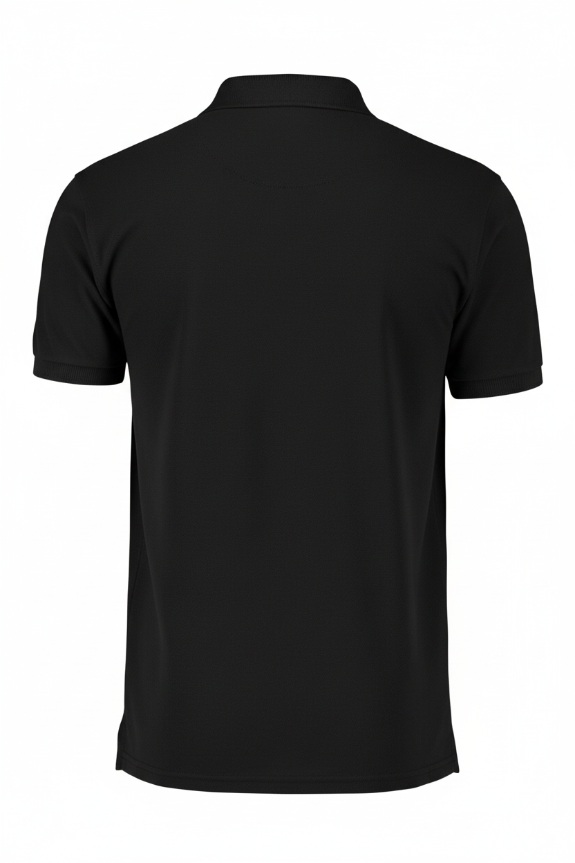 Playera negra tipo polo para hombre (logo solo en frente)