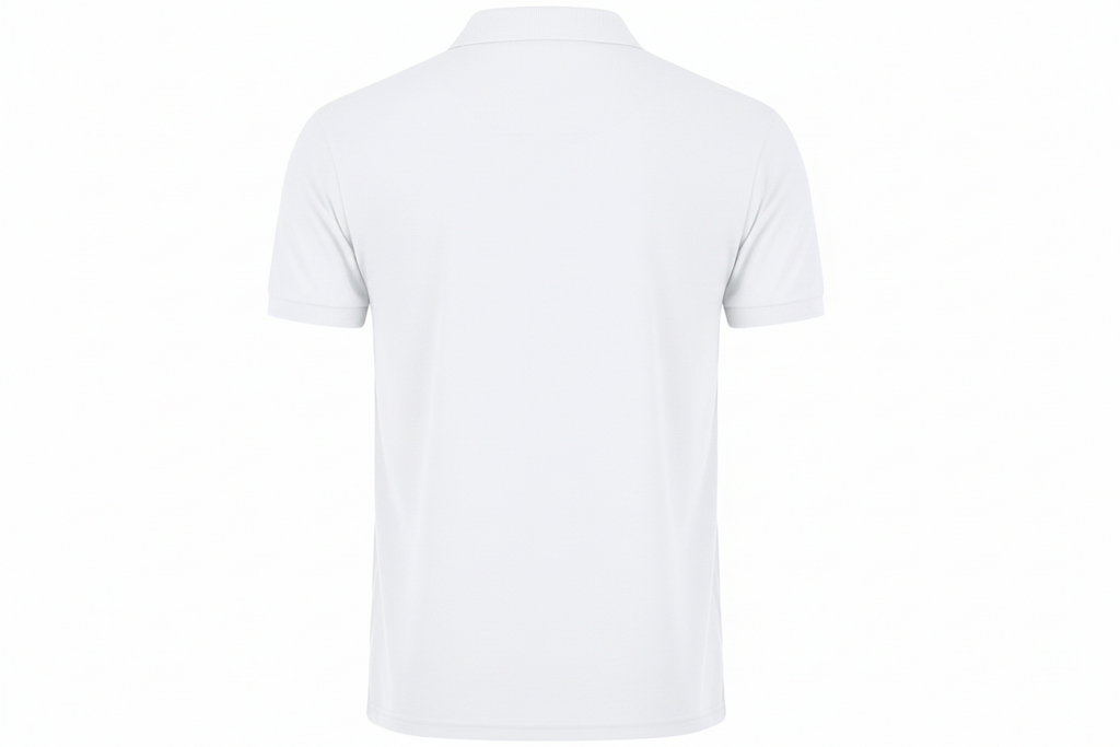 Playera blanca tipo polo para hombre (logo solo en frente)