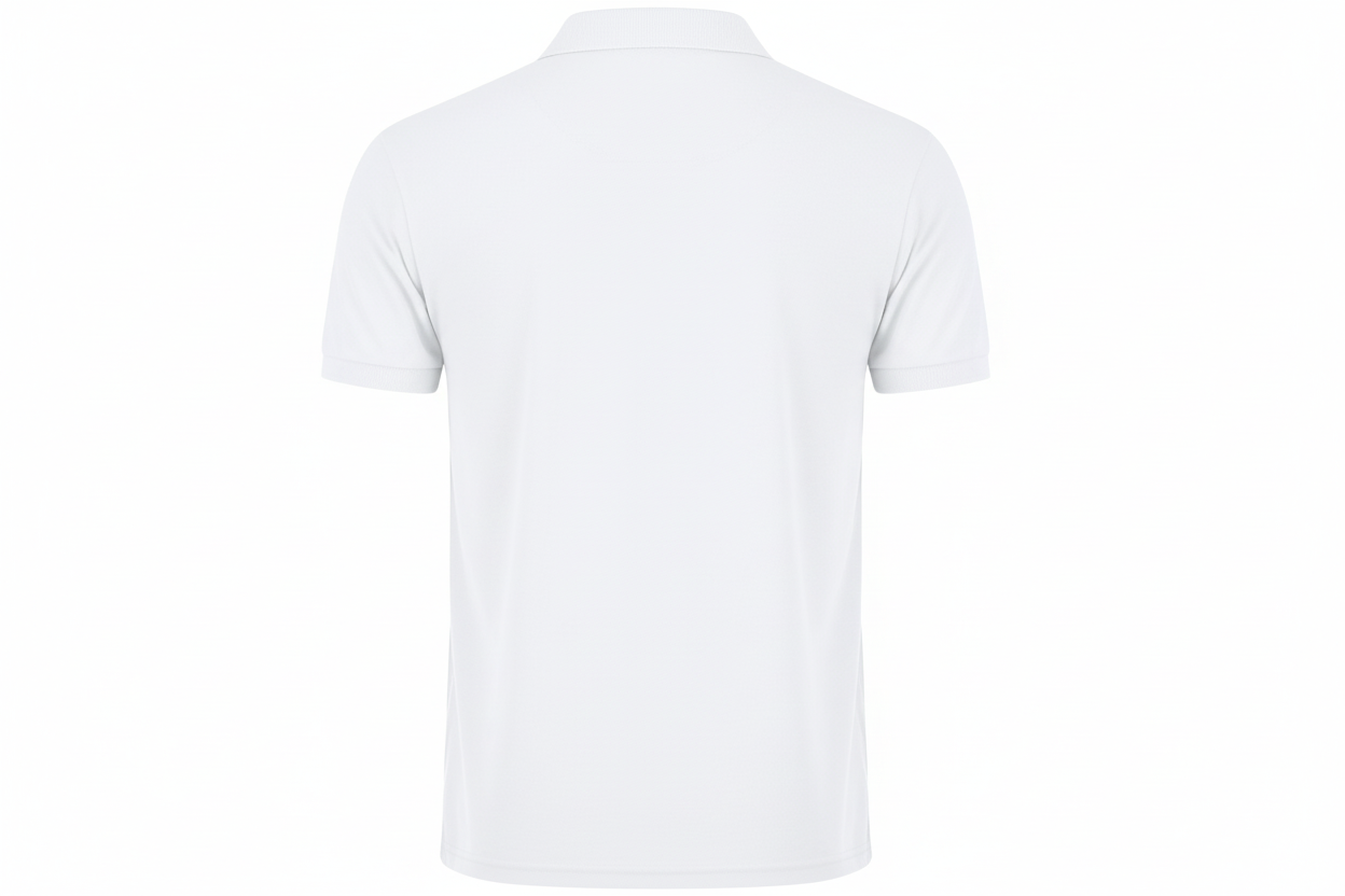 Playera blanca tipo polo para hombre (logo solo en frente)