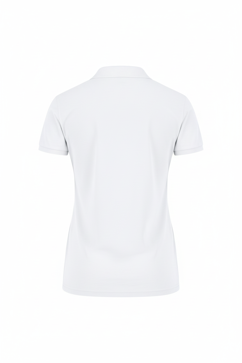 Playera blanca tipo polo para mujer (logo solo en frente)