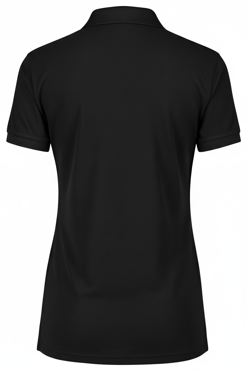 Playera negra tipo polo para mujer (logo solo en frente)